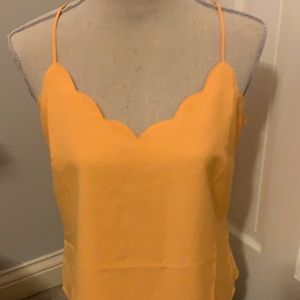Yellow j crew scalloped top size 6